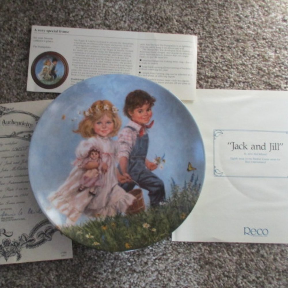 Jack And Jill Mother Goose 1986 Reco Collectible Plate John McClelland with Box